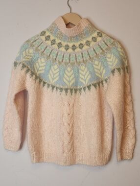 FABRIZIO Knitted by Hand Soft Fuzzy Mohair Blend Sweater,  size L